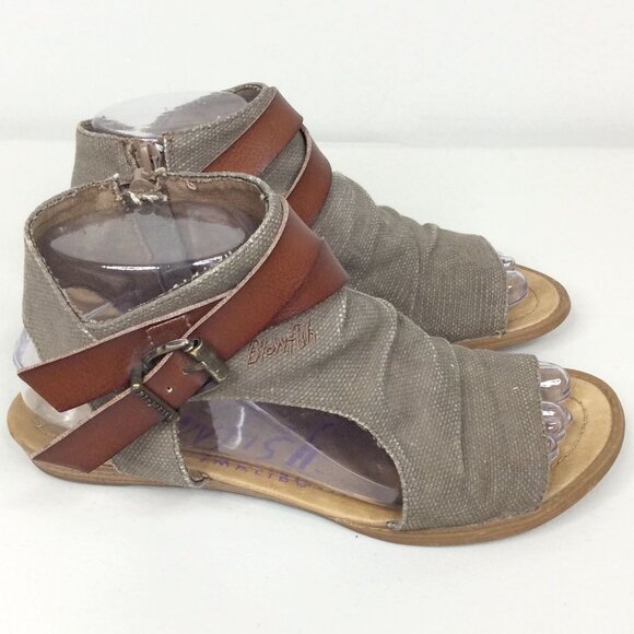 Blowfish Malibu Womens Balla Sandal 7.5 Gladiator Zip Buckle Open Toe Canvas - Picture 1 of 12